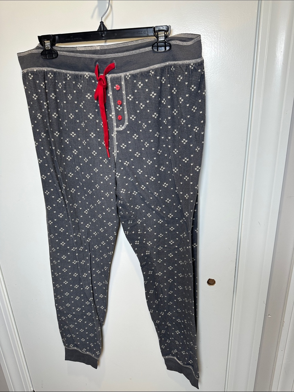 PJ Salvage Gray Patterned Lounge Joggers with Red Drawstring (17)